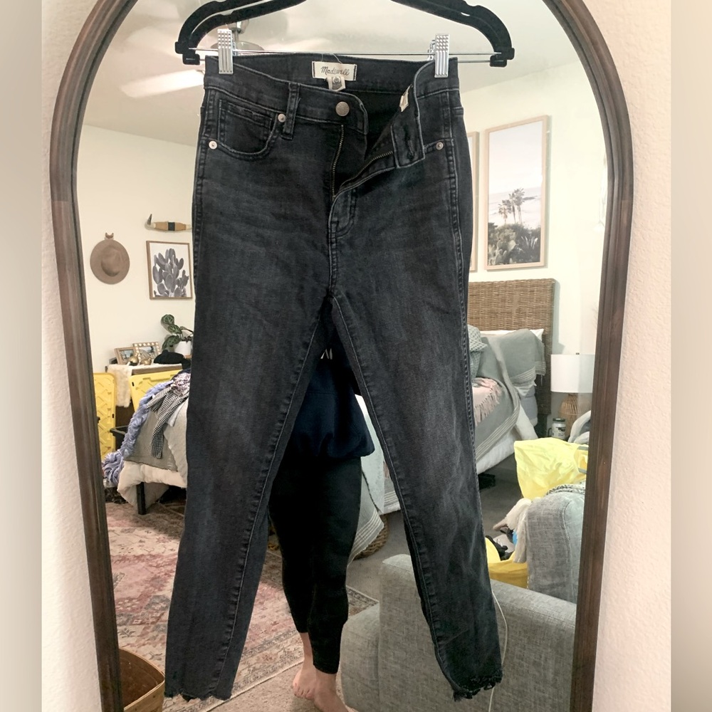 Madewell 10” high rise skinny crop black jeans